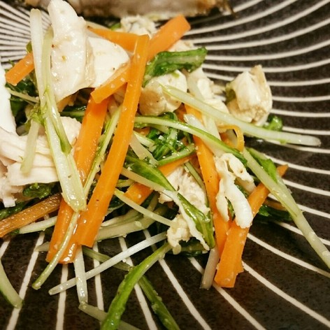 鶏ササミと水菜のデリ風サラダ