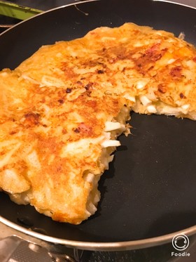 シャキシャキ長芋とベーコンのチーズチヂミ