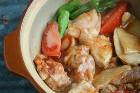 土鍋でレンチン★チキンのトマト煮