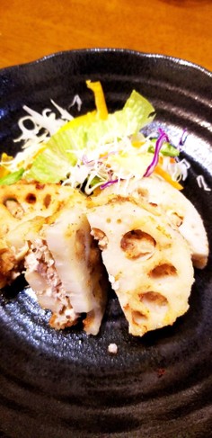 ★蓮根の挽肉挟み揚げ☆
