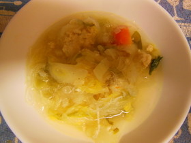 鶏団子と野菜の中華スープ