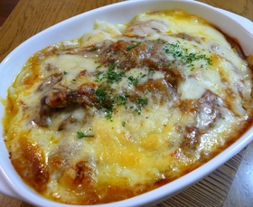 和洋折衷いいネ☆ハヤシうどんのチーズ焼き