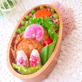 2月8日 豆腐ハンバーグ弁当 詰め方