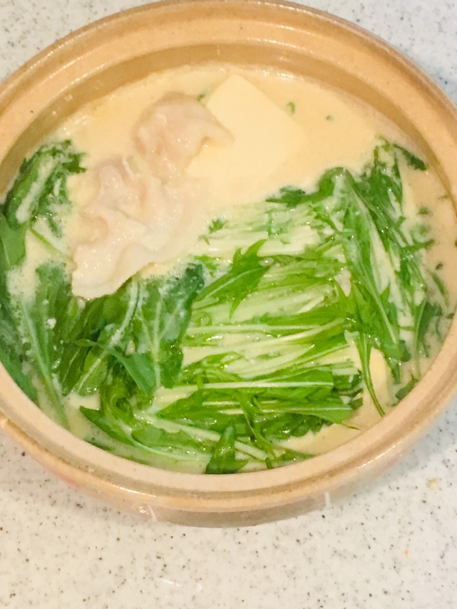 豚バラと水菜の豆乳鍋の画像