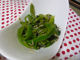 大根菜とじゃこピーマンピリ辛炒め