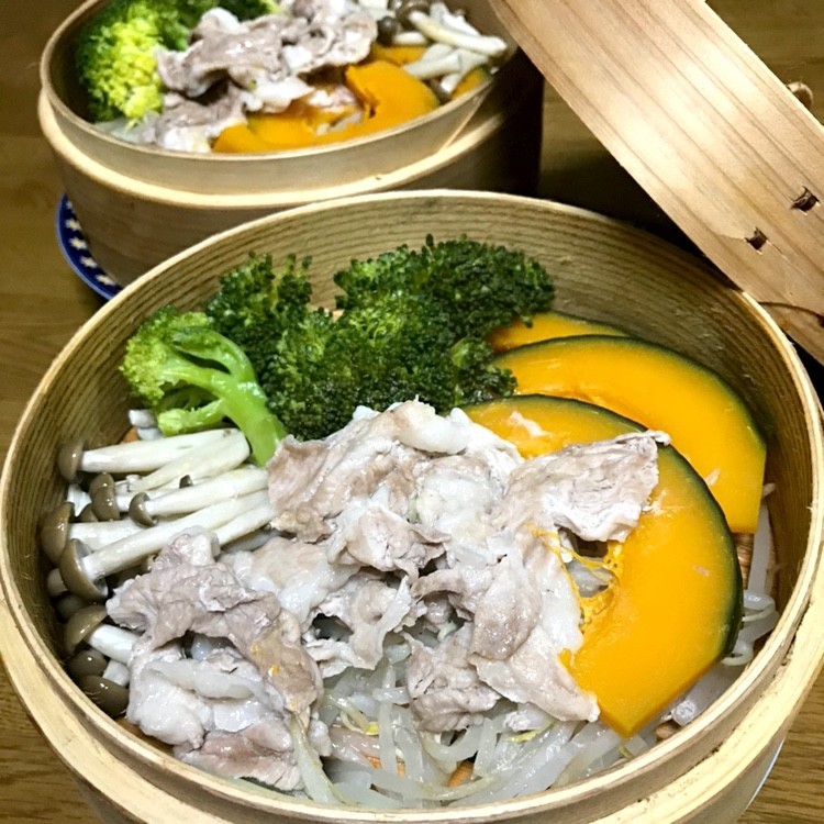 温野菜と豚しゃぶ肉の中華セイロ蒸しの画像