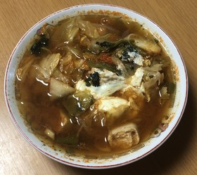 ラーメン汁で簡単1人鍋