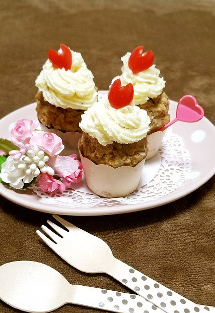 バレンタイン♥カップケーキ風ハンバーグの画像