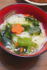 素麺の生姜わかめスープ