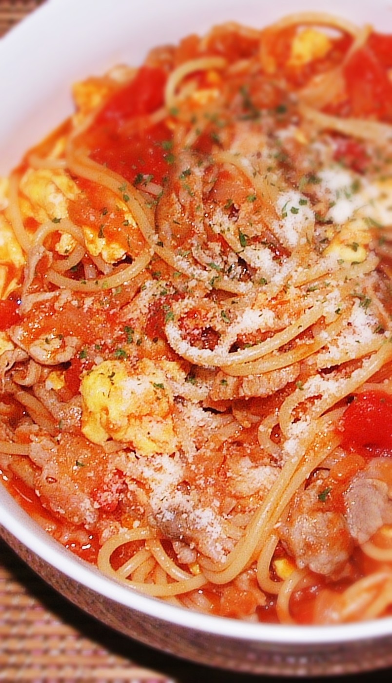豚肉と卵のスパゲティ☆味噌ボロネーゼ風の画像