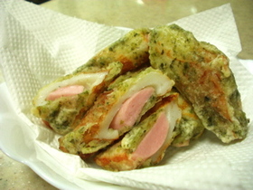 ちくわと魚肉ソーセージの磯辺揚げ
