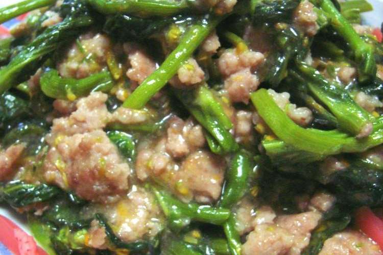 菜の花と豚ひき肉の味噌炒め レシピ 作り方 By かざぴー クックパッド 簡単おいしいみんなのレシピが368万品