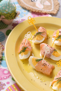 イースター☆ゆで卵のサーモンマリネ巻き