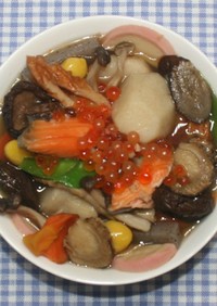 新潟名物☆塩鮭いくらと乾燥野菜でのっぺ汁