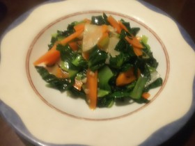 【手抜き】ターサイと人参の野菜炒め