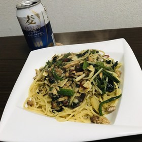 包丁を使わない鰯の缶詰の和風パスタ