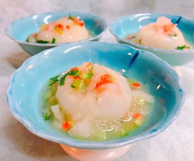 レンチンで柔らか!蒸さない蕪の印籠蒸し