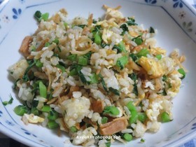 貝柱と大根の葉のやきめし
