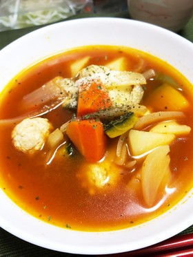 鶏団子入りトマトスープ♡