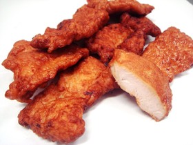 平切り鶏ムネ肉のから揚げ