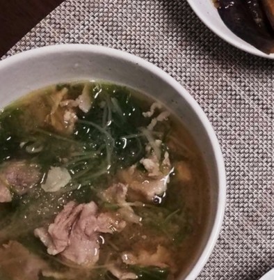 ホッと一息☆水菜と豚肉の大根おろしスープの写真