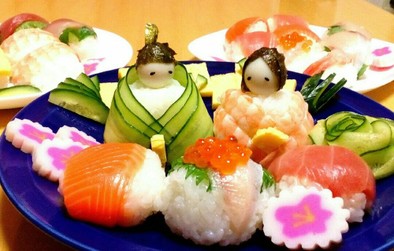ひな祭りに♪簡単！お雛様の手まり寿司の写真