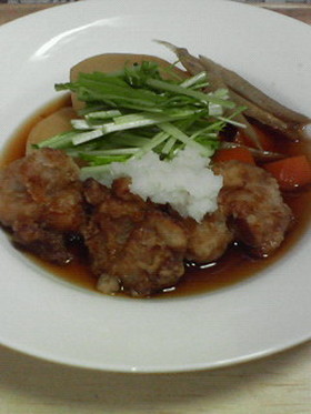 根菜とから揚げのみぞれ和え