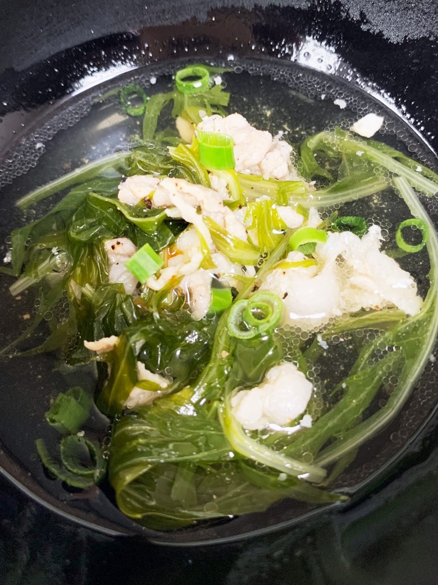 水菜と豚肉の中華煮の画像
