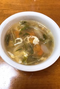 豆苗・トマト・たまごの中華風スープ