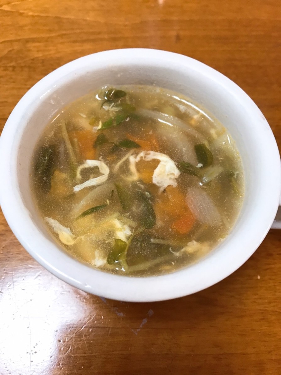 豆苗・トマト・たまごの中華風スープの画像