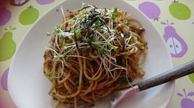 納豆と海苔の佃煮のパスタ