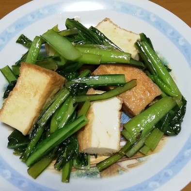 小松菜と厚揚げ炒めポン酢かけの写真
