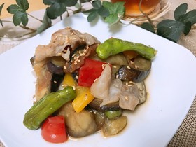 なすと豚バラの梅肉炒め
