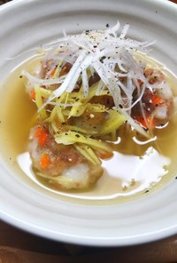 餅と蓮根つくねの生姜スープ