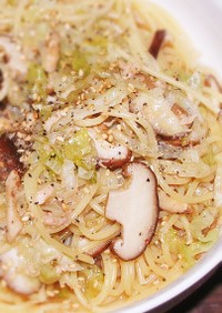 ツナ椎茸とレタスの和風ポン酢スパゲティ