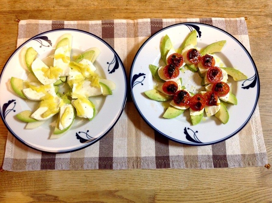 アボカドとモッツァレラチーズのサラダ2種の画像