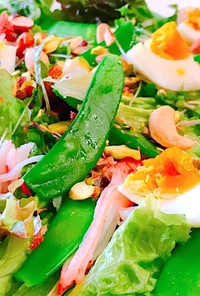 サヤエンドウと半熟卵のグリーンサラダ