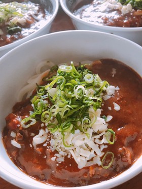 レトルトカレーに手をかけたカレーうどん☆