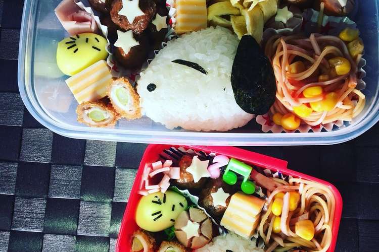 スヌーピー弁当 キャラ弁 遠足 おにぎり レシピ 作り方 By Erica66 クックパッド