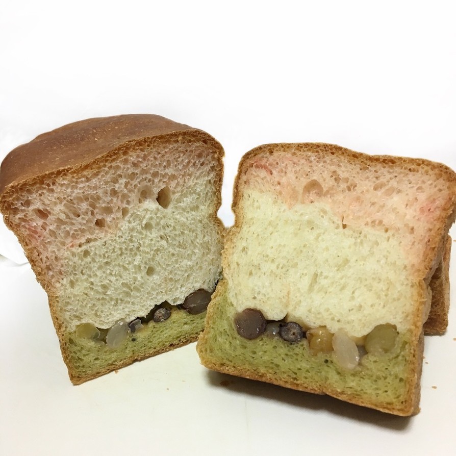 ひな祭りの浮島風菱餅食パンの画像