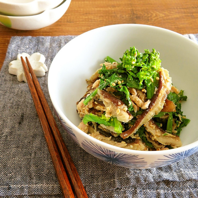 和総菜 菜の花と干し椎茸のツナ胡麻和え レシピ 作り方 By Kaana57 クックパッド