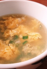 餃子のタネと卵でふわふわ中華スープ