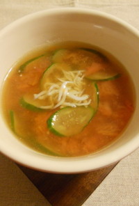 たっぷりトマトときゅうりの冷製スープ