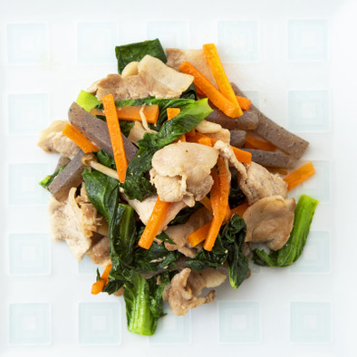 小松菜と豚肉の和風炒めの写真