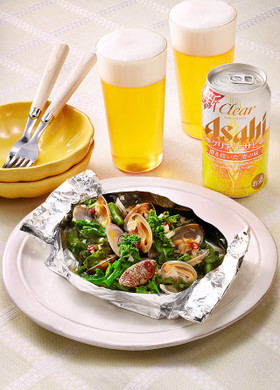 菜の花とあさりのペペロン焼き