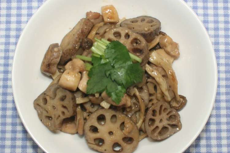 花粉症対策 乾燥レンコンで鶏肉の甘辛炒め レシピ 作り方 By ウミダスジャパン クックパッド