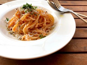明太子としらすのパスタ