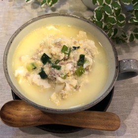 糖質制限◎豆腐とひき肉のかき玉吸い