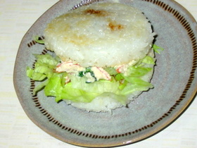 白和えアレンジ②和カフェ風ライスバーガー