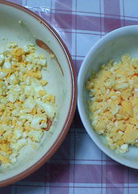 レンジで簡単！ゆで卵のみじん切りの作り方